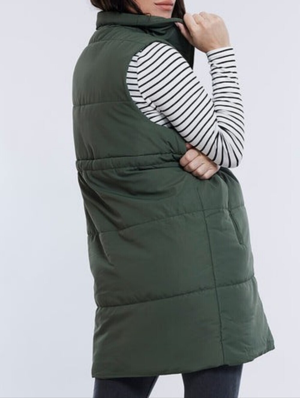 MOTHERHOOD OLIVE PUFFER VEST - Picture 3 of 10